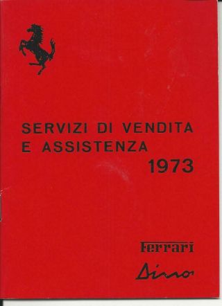 Ferrari Dino Sales Service And Assistance Directory 1973