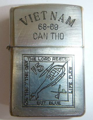 Zippo Lighter - Us 7th Air Cavalry - 1968 - Can Tho,  Mekong - Vietnam War - 8375
