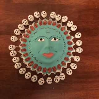 Day Of The Dead Mexican Hand Crafted Folk Art Wall Hanger 10” X 10”