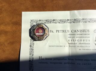 Reliquary Relic First Class St Pius X Pope W/ Document Wax Seal Intact 1958 4