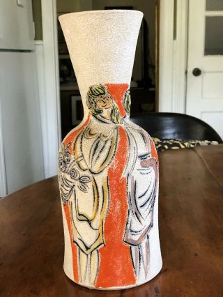 Italian Ceramic Mcm Pottery Vase Fantoni Gambone Era