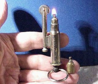 Ww2 Era,  Vtg Bullet Shape Petrol Trench Art Lighter In Chromed Brass