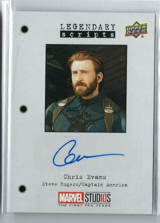 Chris Evans Captain America 2019 Ud Marvel First Ten Years Auto Autograph Ssp
