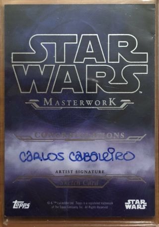 2017 Topps Star Wars Masterworks Harrison Ford as Han Solo Sketch Cabaleiro 1/1 2