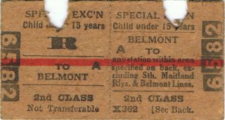 Railway Tickets A Trip From Belmont By The Old Nswgr In 1958