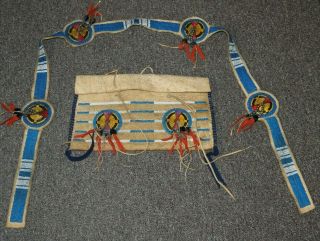 Crow Beaded Possibles Bag W/matching Beaded Strip