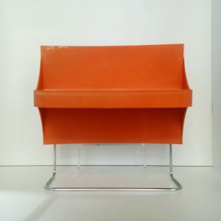 Vtg Retro 1970 Mid Century Kartell style Orange Plastic Wall Shelf and Towel Bar 2