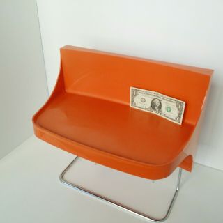 Vtg Retro 1970 Mid Century Kartell style Orange Plastic Wall Shelf and Towel Bar 4