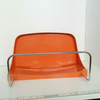 Vtg Retro 1970 Mid Century Kartell style Orange Plastic Wall Shelf and Towel Bar 8