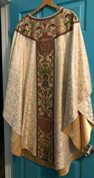 Catholic Priests Ivory Brocade & Coronation Tapestry Chasuble C.  M.  Almy & Son