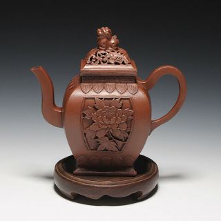 Oldzisha - Magnificent China Yixing Zisha Pottery Old 430cc Aulic Square Teapot