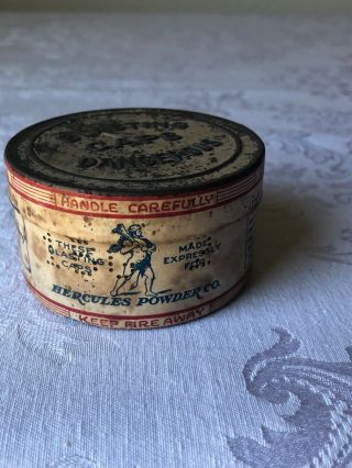Vintage 1920s California Cap Co.  100 No 6 Blasting Caps Tin for Hercules Powder 3