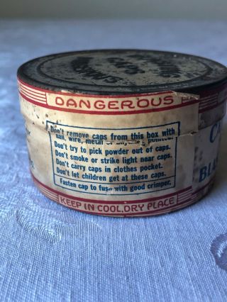 Vintage 1920s California Cap Co.  100 No 6 Blasting Caps Tin for Hercules Powder 4
