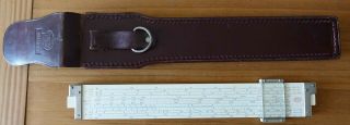 Vintage Post Versalog Slide Rule,  1460,  With Leather Case,  Bamboo,  Hh Date 1957