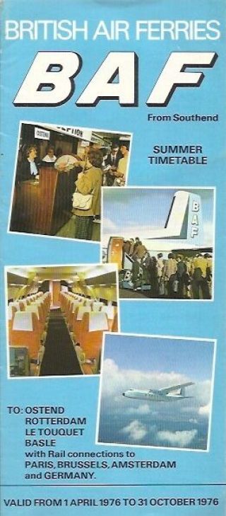 Baf British Air Ferries Timetable Summer 1976
