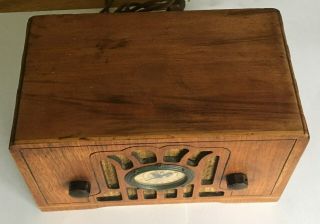 1930 - 40 ' s Vintage Antique RARE Aetna Wooden Tabletop Tube Radio 2