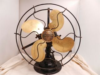 1917 - 19 Emerson 9 " 3 Speed Dc Oscillating Fan Brass Parker Blades 19045