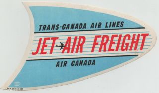 Tca / Air Canada Jet Air Freight Vintage Label