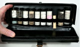 Vintage Upjohn Medical Collectible - Vintage Doctor Medicine Case W/ 9 Bottles