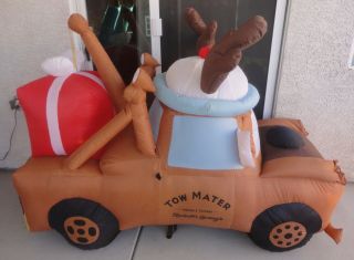 Gemmy Disney Pixar Cars Santa Mater Tow Truck Christmas Airblown Inflatable