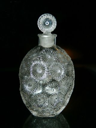R.  Lalique LILAS by Worth PERFUME BOTTLE Clear Daisies Moulded ca.  1937 5.  25 