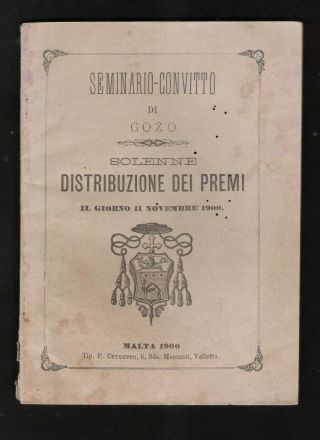 Malta Gozo - Seminario Convitto Di Gozo - Distribuzione Dei Premi - 11 Nov 1900