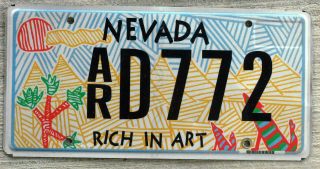 Nevada " Rich In Art " License Plate