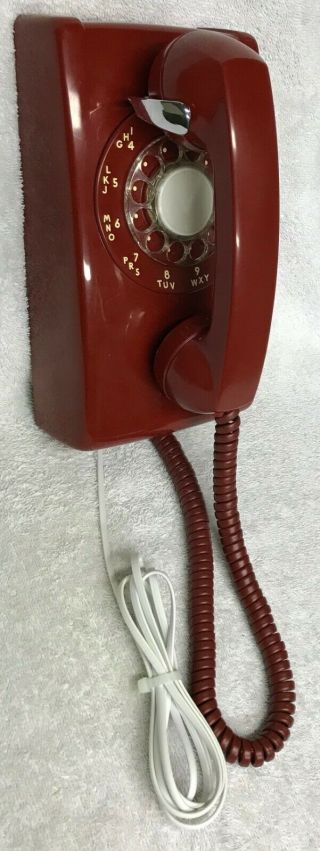 Vintage 1950s Western Electric A/b 554 12 - 58 Red Rotary Dial Wall Mount Phone
