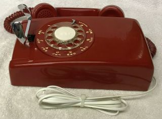 Vintage 1950s WESTERN ELECTRIC A/B 554 12 - 58 RED Rotary Dial Wall Mount Phone 3