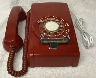 Vintage 1950s WESTERN ELECTRIC A/B 554 12 - 58 RED Rotary Dial Wall Mount Phone 4