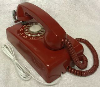 Vintage 1950s WESTERN ELECTRIC A/B 554 12 - 58 RED Rotary Dial Wall Mount Phone 5