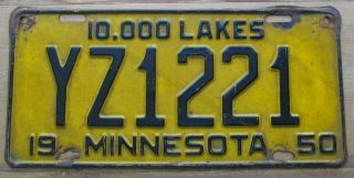 Minnesota 1950 Semi Trailer License Plate Yz1221