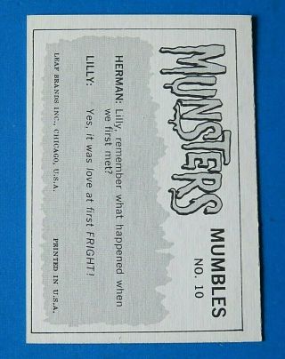 1964 LEAF KAYRO THE MUNSTERS 10 TRADING CARD NM/MT 2
