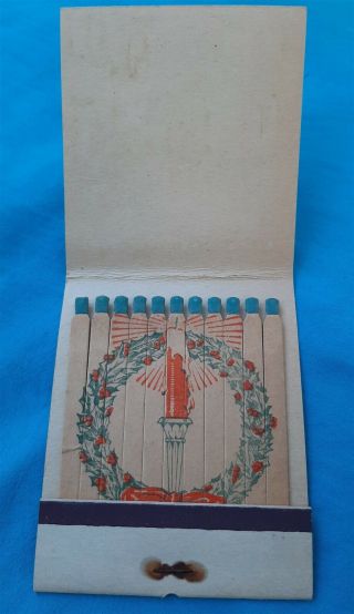 Rare Oversized Christmas Matchbook - - Wreath & Candle - Lois & Ted Hess