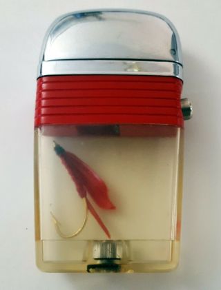 Vintage - Scripto Vu Lighter - Red Band - Fish Hook Model