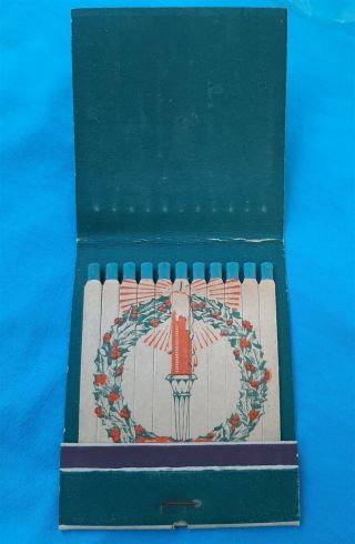 Rare Oversized Christmas Matchbook - Wreath & Candle - Louis M.  Doney -
