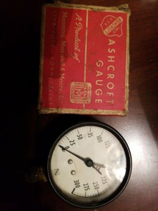 Vintage Ashcroft Pressure Gauge 0 - 300 Psi 2 1/2 Inch Diameter Steampunk