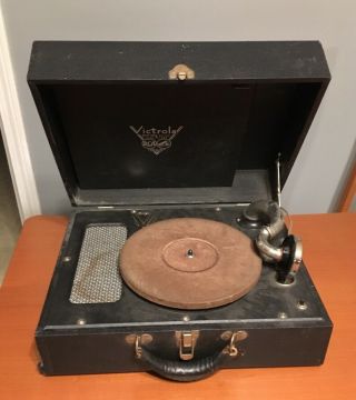 Rare Rca Victrola Electric Portable Phonograph Model 03 Blue Record Player 1940s