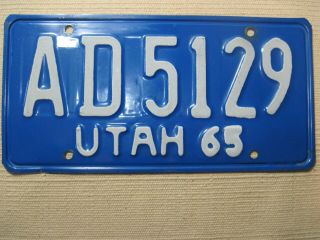 1965 Utah License Plate In.