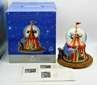 Disney Store Flying Dumbo With Moving Train Snowglobe - Plays Music - W/ Box