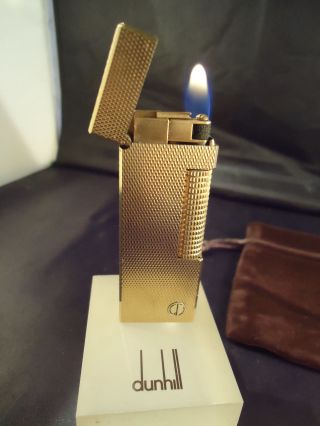 Dunhill Rollagas Lighter - Gold Plated - Barley Pattern - Serviced