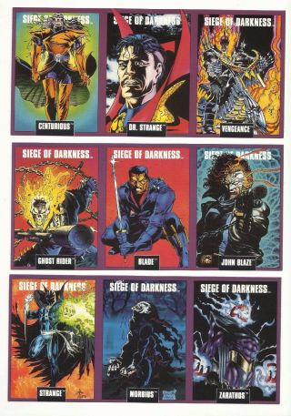 1993 Marvel Comics: Siege Of Darkness " Promo Set Of 3 " Uncut Checklist Sheets