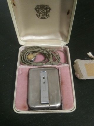 Vintage Antique Telex Hearing Aid With Case.  Rare.