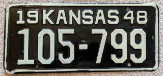 Kansas License Plate 1948 Passenger Car