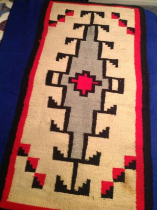 Old Navajo Rug 29 X 64 Inches Blanket Indian Native American