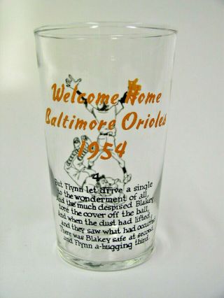 Rare 1954 Welcome Home Baltimore Orioles " Casey At The Bat " 4.  75 " Glass