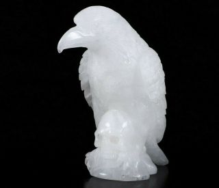 4.  3 " Quartz Rock Crystal Carved Crystal Skull With Eagle Standing Sculpture