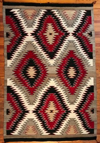 A Real Smoker Of A Navajo Red Mesa Eyedazzler Rug,  Untouched &