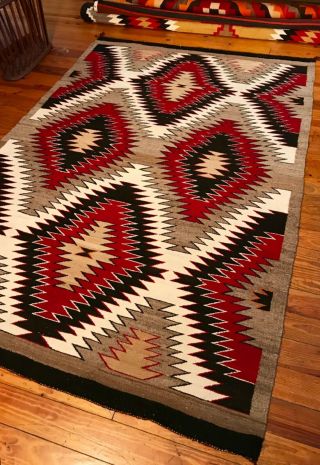 A Real Smoker of a NAVAJO RED MESA EYEDAZZLER RUG,  Untouched & 4