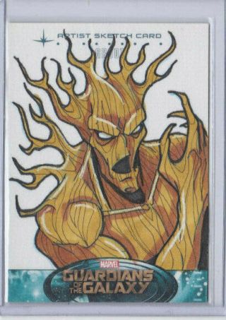 Ud Marvel Guardians Of The Galaxy Artist Sketch Card Groot By Patrick Giles
